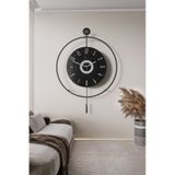 Metaquartz Aksesuar Xxl(60X80CM) BlackBerry Kadran Seri - Siyah Çember Siyah Göbek - (PİLLİ LED) Metal Ledli Duvar Saat)
