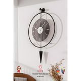 MetaQuartz Aksesuar Yuvarlak (BÜYÜK BOY-50*82cm) - Füme Masippi (E x C L U S I V E ) - Siyah Metal Duvar Saati - 50 x 82 cm
