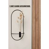 MetaQuartz Aksesuar2 Li Siyah Oval Çiçeklik , Modern Dekoratif Metal Duvar Çiçeklik - 30 x 57 cm