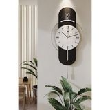 MetaQuartz AksesuarAntrasit-Gümüş Milano Time Modern Dekoratif Metal Camlı Duvar Saati - 40 x 82 cm
