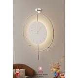 MetaQuartz Aksesuar(Büyük Boy - 50*75 cm) Gümüş Kristal Seri -Pilli LED - , Modern Dekoratif Duvar Saati - 50 x 75 cm