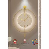MetaQuartz Aksesuar(Büyük Boy - 50*75 cm) KRİSTAL Gold Serisi (Pilli Led) Ultra Sessiz Quartz Mekanizma , Metal Duvar Saati - 50 x 75 cm