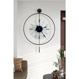 MetaQuartz Aksesuar(Büyük Boy - 50*75 cm) -Mat Siyah Luxry Şefaf Cam , Modern Dekoratif Metal Cam Duvar Saati - 50 x 75 cm