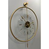 MetaQuartz Aksesuar(Büyük Boy-50*75 cm)Gold Luxry Şefaf Modern Dekoratif Metal Duvar Saati - 50 x 75 cm