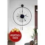 MetaQuartz Aksesuar(Büyük Boy-50*75 cm)Mat Siyah Luxry Şefaf Göbek (Özel Quartrz Mekanizmalı)Metal Dekoratif Camlı Lüx Duvar Saati - 50 x 75 cm - Koyu Siyah