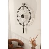 MetaQuartz Aksesuar(Büyük Boy - 50*90 cm) - Siyah Şeffaf Camlı Laclock Konik Serisi Siyah - Modern Dekoratif Metal Duvar Saati - 50 x 90 cm