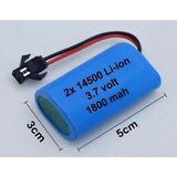 Mete 2 Adet BMS Korumalı Orion marka 3.7 Volt 1800 Mah 14500 (Aa Kalem Pil Boyutunda) Lityum-Ion Uzaktan Kumandalı Araç Pili Siyah Soketli 2 Pinli (JSTSM2P)
