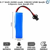Mete BMS Korumalı 3.7 Volt 2200 Mah 18650 Li-Ion Şarj Edilebilir Uzaktan Kumandalı Araç Pili Siyah 2 Pin Soketli Oyuncak Araba Pili