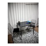 metek dekorasyon Siyah Metal Ayaklı 60x90 Siyah Mermer Desen Mutfak Masası -Balkon Masası-Çalışma Masası