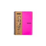 Meteksan Capricorn Serisi, A4, 7 Konulu (5 Kareli, 2 Çizgili) 210 Yaprak PP Kapaklı Spiralli Defter, Pembe