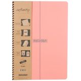 Meteksan Infinity Pastel Serisi, A4, 6 Konulu (3 Kareli, 3 Çizgili) 180 Yaprak PP Kapaklı Spiralli Defter, Pembe