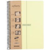 Meteksan Infinity Pastel Serisi, A4, 6 Konulu (3 Kareli, 3 Çizgili) 180 Yaprak PP Kapaklı Spiralli Defter, Sarı