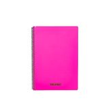 Meteksan Karina Neon Serisi A4 100 Yaprak Pembe Kareli PP Kapaklı Spiralli Defter
