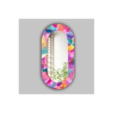 Meteor Medya Pembe Geometrik Oval Duvar Aynası – Modern Dekoratif Salon ve Banyo Aynası