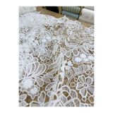 METERİAL Beyaz Çiçek Desenli Dantel Kumaş En 135 cm – Abiye, Gelinlik ve Tasarım Kumaşı