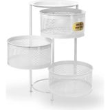Metes Kitchen Yana Açılır Metal 3 Bölmeli Sebzelik Meyvelik Patates Soğanlık | Beyaz