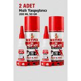 Metfix (2 Adet) 2k Mdf Hızlı Yapıştırıcı 200 ml Aktivatör + 50 gr Japon Yapıştırıcı Güçlü Hızlı Kuruyan - Şeffaf - 1