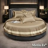 Metinev %100 Pamuk Saten 6 Parça Renk ve Ölçü Seçenekli Nevresim Takımı - Bej - 220 x 240 cm