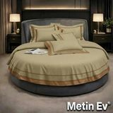 Metinev %100 Pamuk Saten 6 Parça Renk ve Ölçü Seçenekli Nevresim Takımı - Haki - 220 x 240 cm