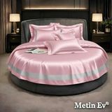 Metinev %100 Pamuk Saten 6 Parça Renk ve Ölçü Seçenekli Nevresim Takımı - Pembe - 220 x 240 cm