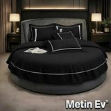 Metinev %100 Pamuk Saten 6 Parça Renk ve Ölçü Seçenekli Nevresim Takımı - Siyah - 220 x 240 cm