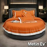 Metinev %100 Pamuk Saten 6 Parça Renk ve Ölçü Seçenekli Nevresim Takımı - Turuncu - 220 x 240 cm