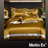 Metinev %100 Pamuk Saten 6 Parça Renk ve Ölçü Seçeneklipremium Nevresim Takımı - Altın - 220 x 240 cm