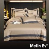 Metinev %100 Pamuk Saten 6 Parça Renk ve Ölçü Seçeneklipremium Nevresim Takımı - Bej - 220 x 240 cm