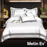 Metinev %100 Pamuk Saten 6 Parça Renk ve Ölçü Seçeneklipremium Nevresim Takımı - Beyaz - 220 x 240 cm