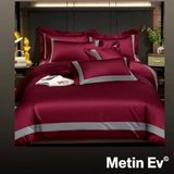 Metinev %100 Pamuk Saten 6 Parça Renk ve Ölçü Seçeneklipremium Nevresim Takımı - Bordo - 220 x 240 cm