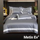 Metinev %100 Pamuk Saten 6 Parça Renk ve Ölçü Seçeneklipremium Nevresim Takımı - Gümüş - 220 x 240 cm