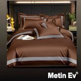 Metinev %100 Pamuk Saten 6 Parça Renk ve Ölçü Seçeneklipremium Nevresim Takımı - Kahverengi - 160 x 220 cm