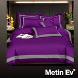 Metinev %100 Pamuk Saten 6 Parça Renk ve Ölçü Seçeneklipremium Nevresim Takımı - Mor - 200 x 220 cm