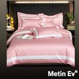 Metinev %100 Pamuk Saten 6 Parça Renk ve Ölçü Seçeneklipremium Nevresim Takımı - Pembe - 220 x 240 cm