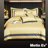 Metinev %100 Pamuk Saten 6 Parça Renk ve Ölçü Seçeneklipremium Nevresim Takımı - Sarı - 220 x 240 cm
