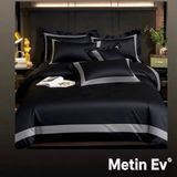 Metinev %100 Pamuk Saten 6 Parça Renk ve Ölçü Seçeneklipremium Nevresim Takımı - Siyah - 220 x 240 cm