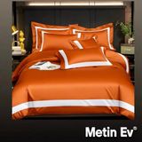 Metinev %100 Pamuk Saten 6 Parça Renk ve Ölçü Seçeneklipremium Nevresim Takımı - Turuncu - 220 x 240 cm