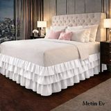 Metinev %100 Pamuk Saten Fırfırlı Baza Eteği – Lüks ve Zarif Tasarım - Beyaz - 80 x 190 cm