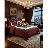 Metinev Battal Boy Bordo Kahve Beyaz Pamuk Saten Nevresim Takımı - 220 x 240 cm