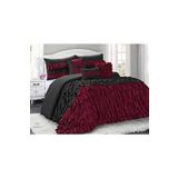 Metinev Bordo Ve Siyah Fırfırlı Nevresim Takımı Bordo Siyah 220 X 240