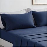 Metinev Çift Kişilik Pamuk Saten Çarşaf – Lastiksiz – Farklı Renk ve Boyut Seçenekleri - Lacivert - 240 x 260 cm