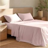 Metinev Çift Kişilik Pamuk Saten Çarşaf – Lastiksiz – Farklı Renk ve Boyut Seçenekleri - Pembe - 240 x 260 cm