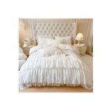 Metinev Fırfırlı Pamuk Saten Beyaz Nevresim Takımı Beyaz 220 X 240