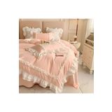 Metinev Fırfırlı Pembe Pamuk Saten Nevresim Takımı Pembe 200 X 220