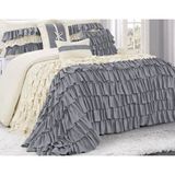 Metinev Krem ve Gri Pamuk Saten Fırfırlı Nevresim Takımı - 200 x 220 cm