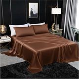 Metinev Metin ev® Premium 120 Tel Pamuk Saten Lastiksiz Çarşaf Seti – 2 Yastık Kılıfı - Kahverengi - 240 x 260 cm