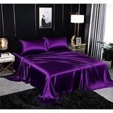 Metinev Metin ev® Premium 120 Tel Pamuk Saten Lastiksiz Çarşaf Seti – 2 Yastık Kılıfı - Mor - 240 x 260 cm