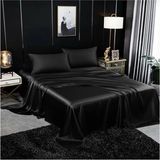 Metinev Metin ev® Premium 120 Tel Pamuk Saten Lastiksiz Çarşaf Seti – 2 Yastık Kılıfı - Siyah - 240 x 260 cm