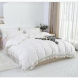 Metinev Metin Ev® Soft Fringe Saçaklı Nevresim Takımı — Yumuşak Dokulu Premium Seri - Beyaz - 220 x 240 cm