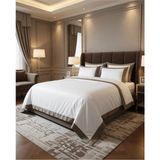 Metinev Prestij Pamuk Saten Nevresim Takımı - Beyaz - Kahverengi - 160 x 220 cm